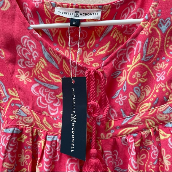 NWT Michelle McDowell Penny Tunic Dress Pink Busy Bee Coral Print Size M - Picture 4 of 7